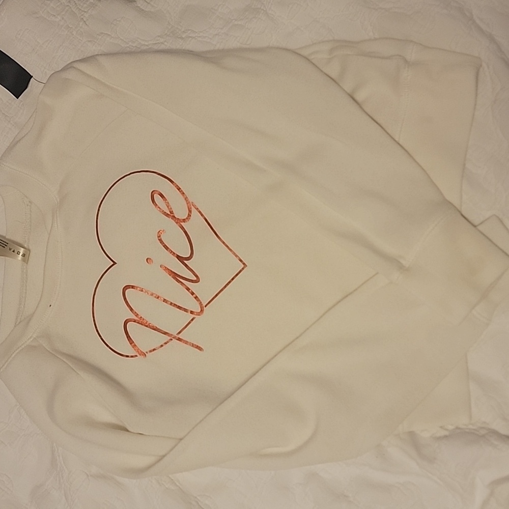 Soft White Sweater with cute heart graphic